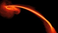 A galaxy about 2.7 billion light years from Earth with a supermassive black hole at its center.