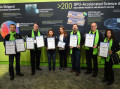 HPCwire Editor in Chief Nicole Hemsoth presents the Top Supercomputing Acheivement Award to the NVIDIA team