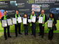 Accepting the award on behalf of NVIDIA from left to right- Micah Guimarin, Cliff Woolley, Liza Gabrielson,  Jeff Larkin, Robert Sherbin, and Geetika Gupta