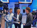 Tom Tabor reviews Intel's awards with director of marketing Joe Curley (left) and GM Stephen Wheat