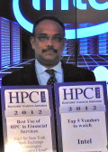 Raj Hazra, Vice-President Intel Architecture Group & GM Technical Computing displays Intel's HPCwire Top 5 Vendors to Watch Award