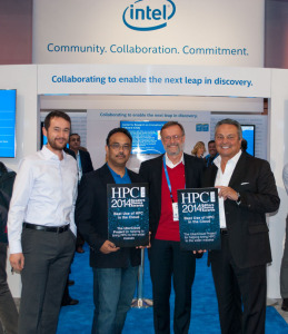 Tom presenting the RCA and ECA to Wolfgang Gentzsch, President of the UberCloud Project; Burak Yenier, CEO, UberCloud; and Rajeeb Hazra, VP Intel Architecture Group
