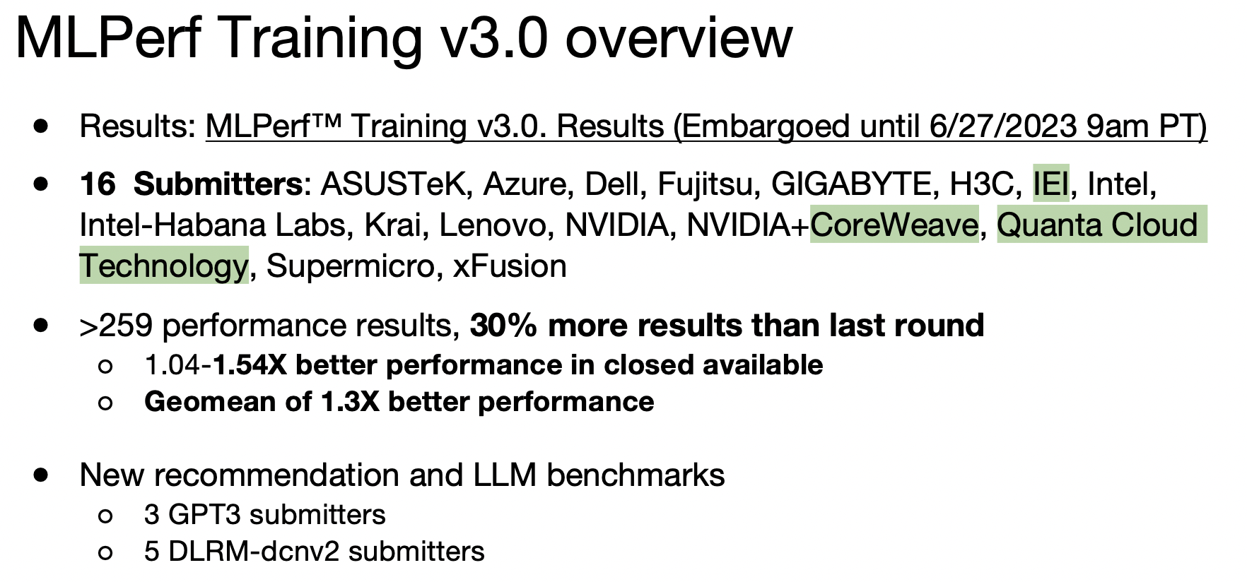 Inference Results Comparison of Dell Technologies Submissions for MLPerf™  v1.0 and MLPerf™ v1.1